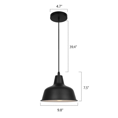 Black Industrial Pendant Lights Set Of 3 Modern Farmhouse Ceiling Fixtures, single matte dome with dimensions