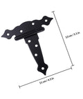 Heavy Duty T Strap Hinges 4 Pack, Black Iron Door Hinges with 8 Screw Holes, dimensions 13 cm by 11 cm
