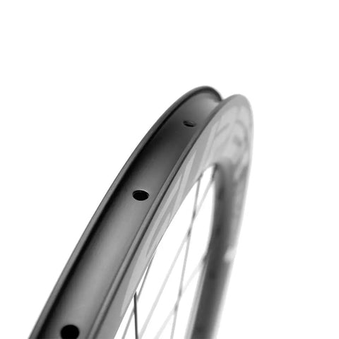 Carbon Disc Wheelset 50mm Depth 25mm Width Clincher 700c Center Lock Thru Axle Slick Glossy Black U-Shape Rim Hub