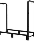 Heavy Duty 4 Foot Firewood Rack For Indoor And Outdoor Use, Adjustable Fireplace Wood Holder, Black steel stand