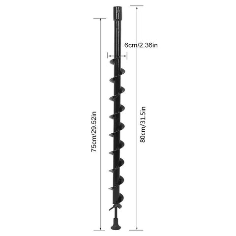 Pro Grade Earth Auger With Carbon Steel Shaft For Faster Planting And Digging, 20mm Shaft Drill Bit dimensions shown