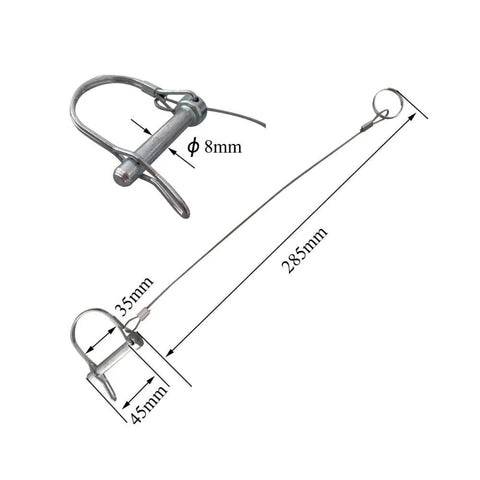 Five Piece Trailer Coupler Pins Set Five Sixteenths By One And Three Quarters Inch With Plastic Coating Tether And Quick Release Ring Zinc Plated
