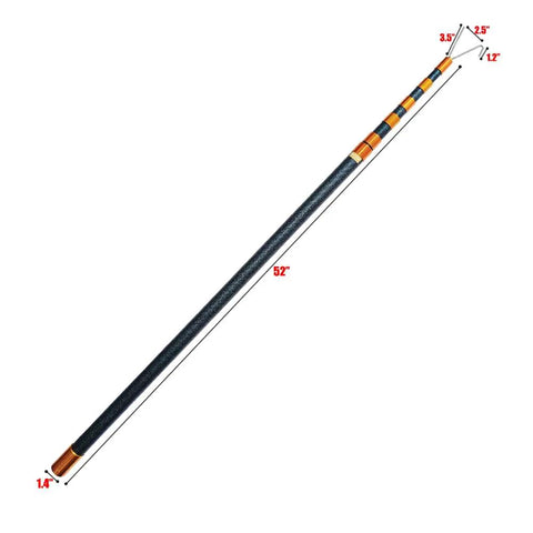 Heavy Duty 19.6ft Telescopic Cable Pulling Pole Made From High Density Carbon Fiber, measured at 52 inches.
