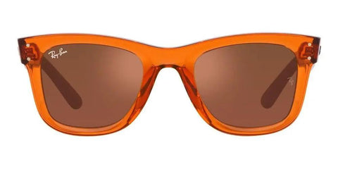 Wayfarer Reverse Sunglasses With Transparent Orange And Dark Grey Mirrored Copper Lenses 53 mm Everyday Classic Style front view
