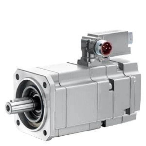 Front view of Amazon servo motor with integrated brake; silver housing and exposed drive shaft.