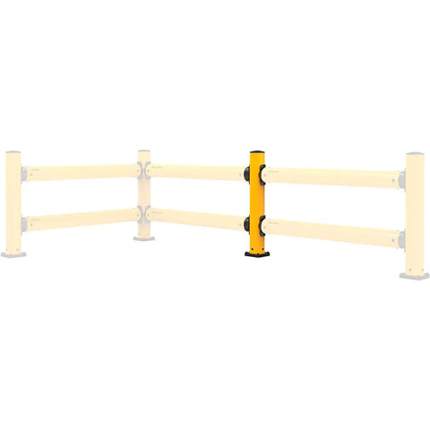 Middle Post for Protective Plastic Guard Rails, 42 Inch Yellow, Bolt On From Either Side to Extend Your Guard Rail System