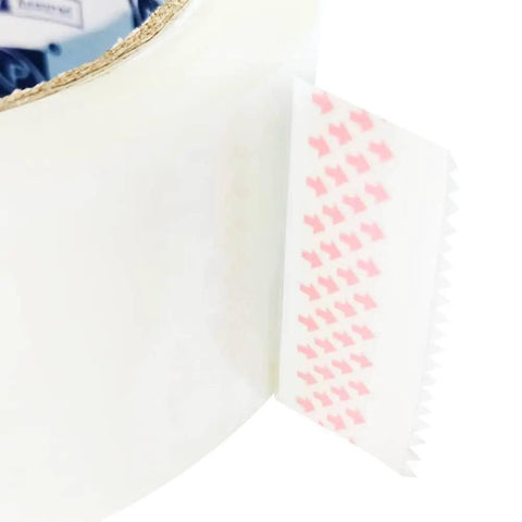 Close-up of Pro Grade Heavy Duty Packing Tape Set With Tape Gun, 6 Clear Rolls showing edge detail, 2.7 Mil, 1.88 Inch By 55 Yards
