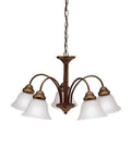 Wynberg 13.75 Inch Five Light Chandelier with Satin Etched Glass in Olde Bronze for dining room or kitchen island lighting.