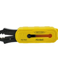 FO SNC Fiber Optic Strip And Cut Tool with yellow handle and retractable blades visible against a white background.