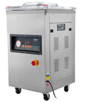 VEVOR chamber vacuum sealer on wheels, stainless steel kitchen appliance with LED screen.