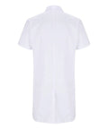 Back view of unisex three quarter length lightweight lab coat with pockets long or short sleeves durable polyester pro style medical nursing smock