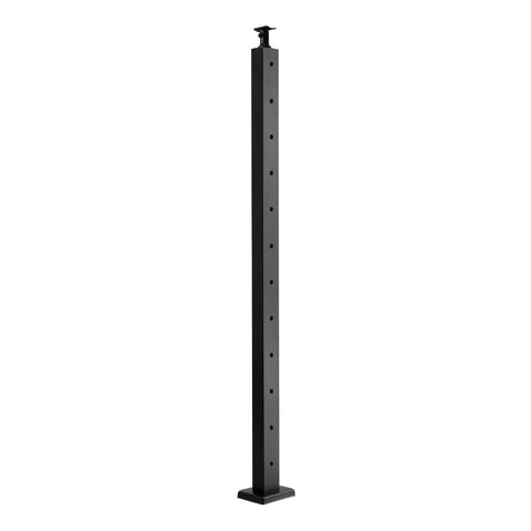 Built Solid Ready To Rock Pre Drilled Cable Railing Post Kit With 12 Holes For Level Decks And Balconies 42 Inch High Four Pack Black Stainless Steel vertical post with pre-drilled holes.