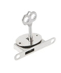 Vintage Style Drawer Lock Set With Keys Five Piece Hardware shown in aged bronze for small boxes and cabinets.