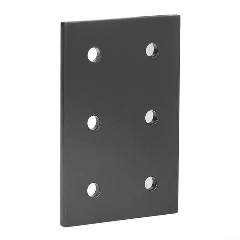 Heavy Duty Stainless Steel Flat Connecting Plates With 6 Holes For Table Chair Bed Shelf Frame Repair Black Heavy Hardware Fasteners, front view with polished holes.