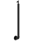 Tough As Nails Solid Wood Outdoor Stair Handrail With Weather Resistant Iron Posts For Porch Steps And Garden Paths. Vertical black steel post.