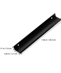 Matte Dark Hidden Cabinet Drawer Pulls 4 Pack, 200mm Extended Kitchen And Wardrobe Door Handles shown with dimensions