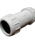 Rock Solid 4 Inch Pvc Compression Coupling For Schedule 40 Pipe No Sweat Plumbing Fittings For Cold Water Lines, heavy duty with ribbed grip.