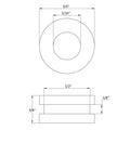 Dimensions of Pack Of Four Rock Solid Rubber Grommets With Five Sixteenths Inch Bore And Three Quarter Outer Profile.