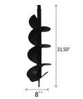 8 Inch Auger Drill Bit For Planting And Garden Beds, Post Hole Ready, Rapid Planter Compatible, heavy duty steel