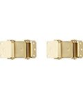 Double Action 3 Inch Brass Door Hinge Set - Self Closing, Two Way Swing, adjustable pin, screws included, front view