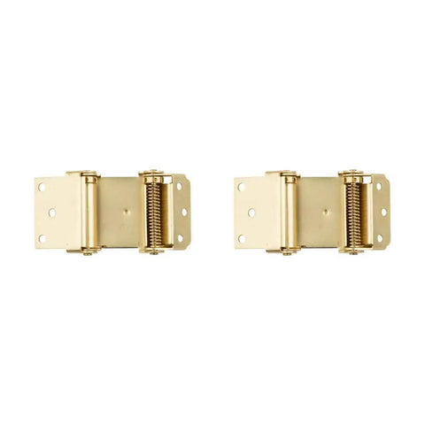 Double Action 3 Inch Brass Door Hinge Set - Self Closing, Two Way Swing, adjustable pin, screws included, front view