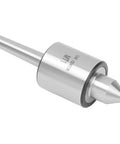 MT1 live center side view for metal lathe; silver hard alloy steel body with conical tip
