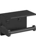 Self Adhesive Or Drilling Toilet Paper Holder With Built In Phone Shelf, stainless steel black wall-mounted, rustproof bathroom organizer