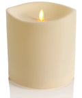 Outdoor Moving Flame Pillar Candle With Remote Included, IPX4 Weatherproof LED Battery Operated Lights, Ivory 6 By 6 Inches