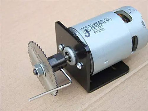 Premium Heavy Duty Motor Shaft Coupler Sleeve 6mm X 28mm attached to a motor with a cutting disc for woodworking projects.