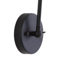 Close-up of Industrial Style LED Wall Sconce with Adjustable Swing Arm Black and Brass Gold Metal Shade Bedside Reading Light