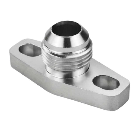 Ultimate Universal Oil Drain Return Kit With Tough Steel Fittings, Gasket And Washer For GT T Series Models To Fix Leaks And Supercharge Engine Performance Fast. Stainless steel oil drain return fitting with two-bolt flange