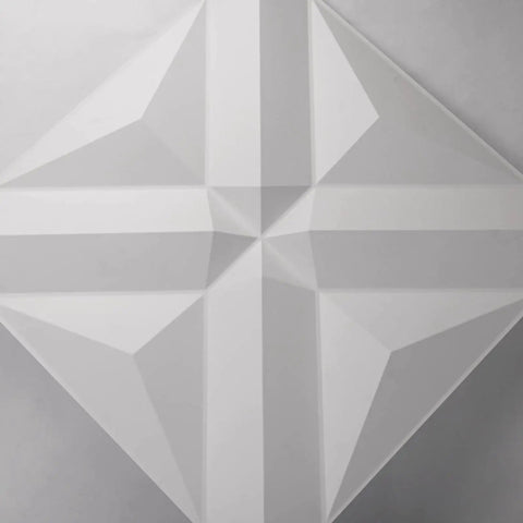 Diamond Pattern 3D Wall Panels PVC White Pack Of 12 Tiles Covering 32 Sq Ft Lightweight Fire Resistant Home Accent DIY Friendly Easy Install Modern Geometric Texture close-up.