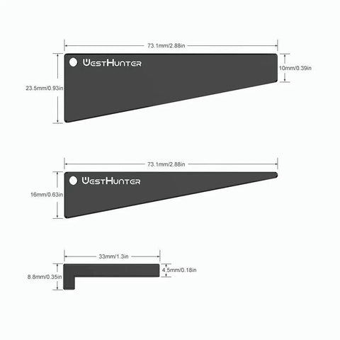 Dimensions of Rifle Scope Level Wedge Set For Quick, Precise Mounting, Scope Leveling Kit 2 Pack, CNC Aluminum Leveler