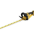 Badass Cordless Hedge Trimmer Equipped With 60 Volt Lithium Battery For Knockout Yard Cleanup Dual Edge Steel Blades Plus Lightweight Frame viewed from side.