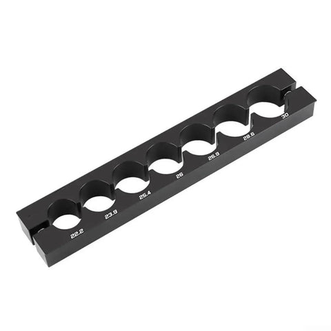 Pro Grade Bike Axle Clamp Fixture With Auxiliary Spring For Synchronized Clamping, 6061 aluminum, showing multiple size slots.