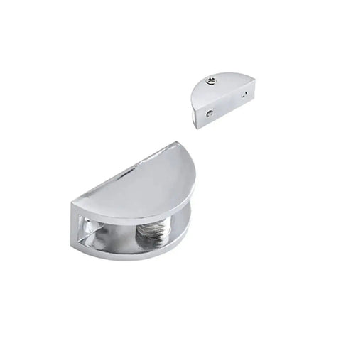 Cabinet Shelf Clips Set Of 10 Durable Frameless Clamp Brackets for glass shelves, metal semi-circular design, screws visible