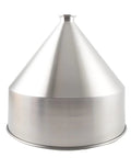 Heavy Duty 30L Filling Machine Hopper, 10 Gallon Stainless Steel 304 Food Grade, Large Pneumatic Liquid Paste Hopper For Water, Oil, Cream, Batter And More Industrial Grade Commercial Use, shown in a conical shape.