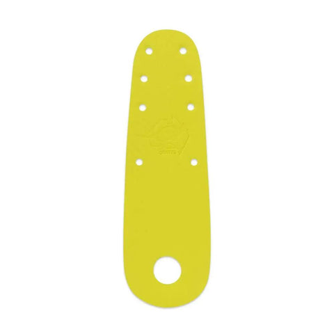 Yellow component possibly related to Roller Skate Toe Guards for Derby and Speed Skating, not compatible with bolt-on toe stop plates.