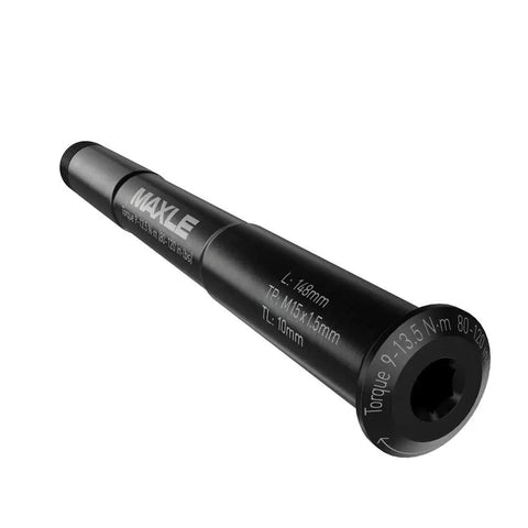 Stealth Front Thru Axle 15x100 Quick Install, 148mm Length, Dope Alloy Build, tool-free cam, smooth secure MTB axle, angled view