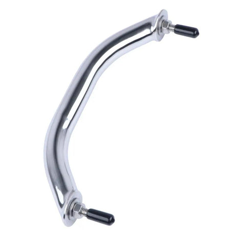 Two Pack Beefy Marine Stainless Boat Grab Handle, Heavy Duty Round Tube Handrail With Flange And Stud, Mirror Polished Finish, Anti Corrosion, 8-1/4 Inch Long shown