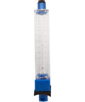 Top Mount Flowmeter For 2 Inch PVC Pipe, 40 To 140 GPM Range, shown vertically with blue attachments, designed for residential pool systems