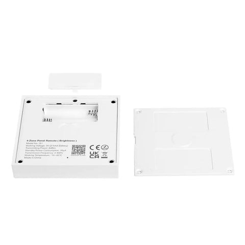 Back view of Four Zone Wireless Panel Remote Battery Powered No Wiring Setup With Magnetic Holder for FUT035W Plus MiLight Series