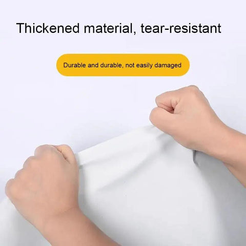 Hands pulling on thickened tear-resistant material showcasing durability of Peel And Stick Contact Paper Self Adhesive Wall Panels For Tv Accent Decor Rock Solid Faux Tile Backsplash Quick Flip Home Makeover No Fuss Setup Smooth Operator Finish Do It Yourself Project.
