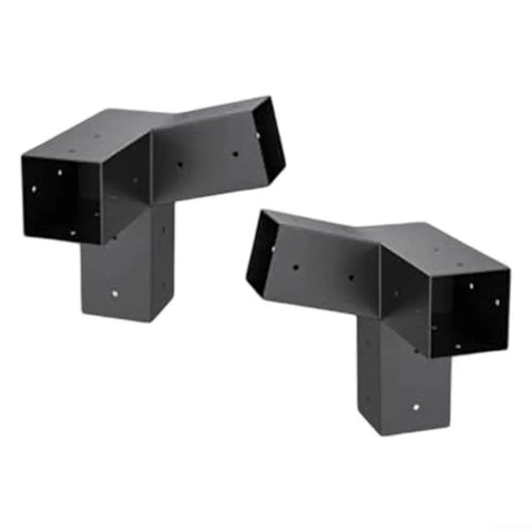 4x4 Post Pergola Bracket Set With Slanted Roof Support for Backyard Patio Builds Left 15 Degrees Right 15 Degrees