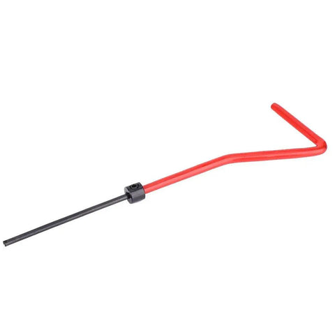 30 Piece Thread Repair Kit With Stainless Steel Inserts wrench tool, featuring red handle and black shaft for durable repairs