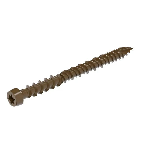Exterior Deck Screws For PVC And Composite Decking With Nano Coating, T-17 Saw Tip, Brown Finish, screw shown side view