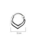 Silver Tone 16 Gauge 316L Stainless Steel Triple V Shape Hinged Segment Clicker Ring With Brass Accents 12mm view