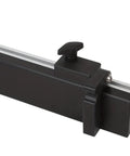 Heavy Duty Aluminum Table Saw Miter Gauge Decked Out With Laser Marked Rulers And Rock Solid Stops close-up of adjustable clamp
