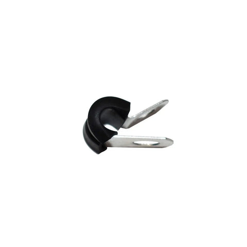 Badass Stainless Steel Brake Line Clips With Durable Neoprene Cushions, single metal clamp for securing lines and cables.