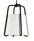 11 Inch Wide Pendant Light With Blackened Bronze Outer Frame And White Fabric Shade, Dope Modern Kitchen Island Lighting